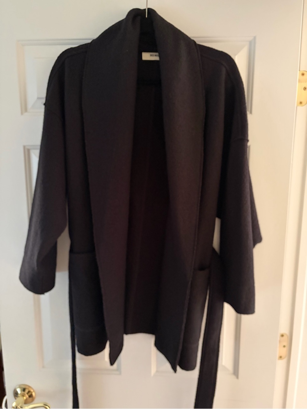 Buck Mason Black Felted Wool Wrap Coat